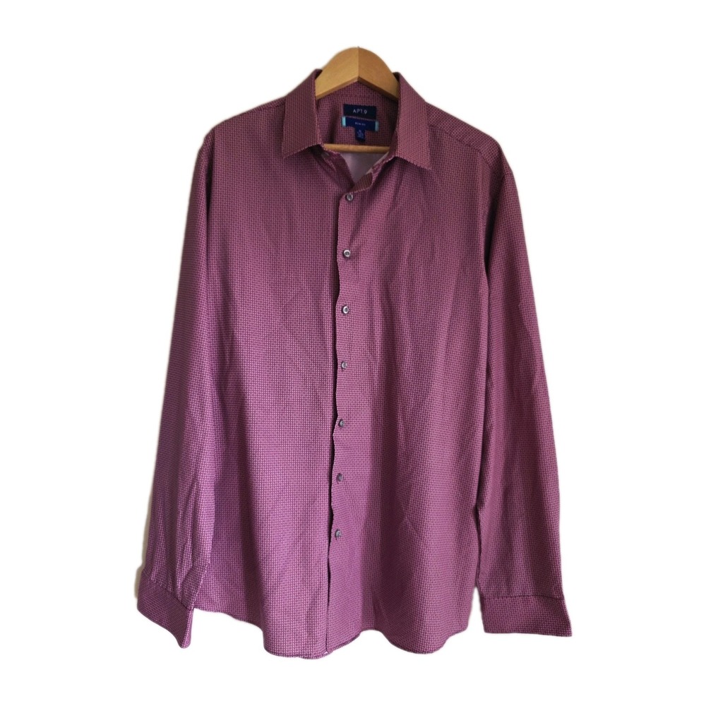 Apt.9 Mens Shirt Long Sleeve Button-Up Plaid Slim Fit Size XL